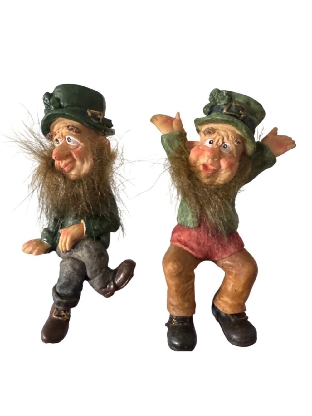 Vintage Hand-Painted Leprechaun Figurines Set 5.5" Tall Irish-Themed St. Patrick
